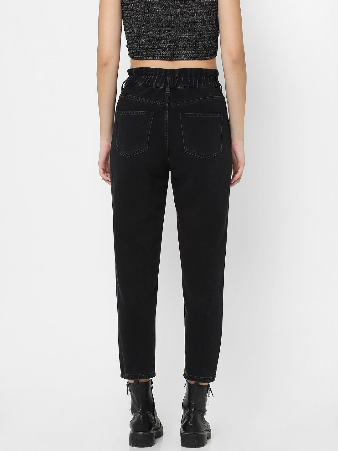Black High Rise Carrot Fit Jeans