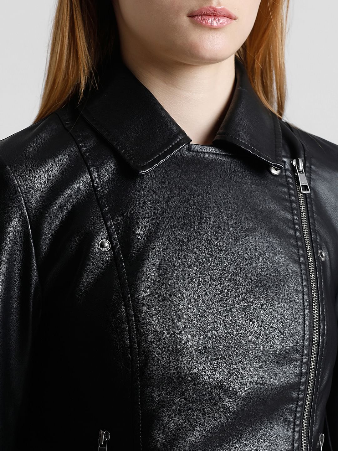 Black Faux Leather Biker Jacket