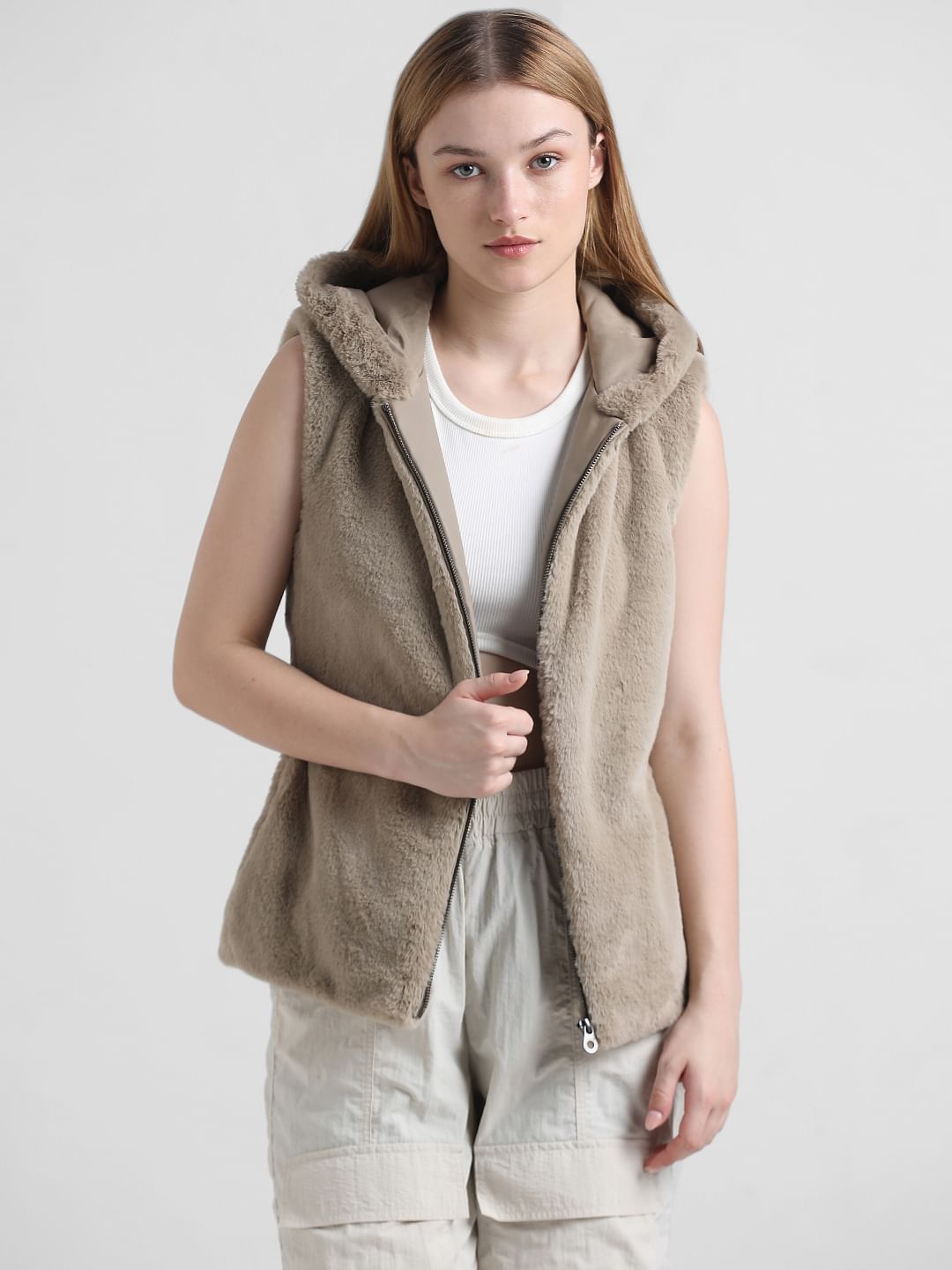 Brown Faux Fur Teddy Waistcoat