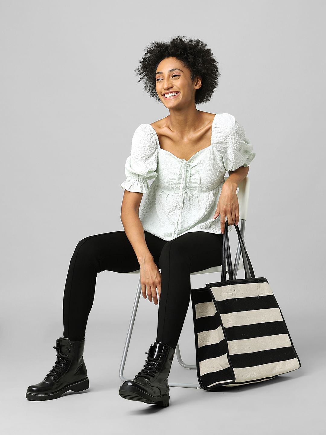 Light Blue Peplum Top