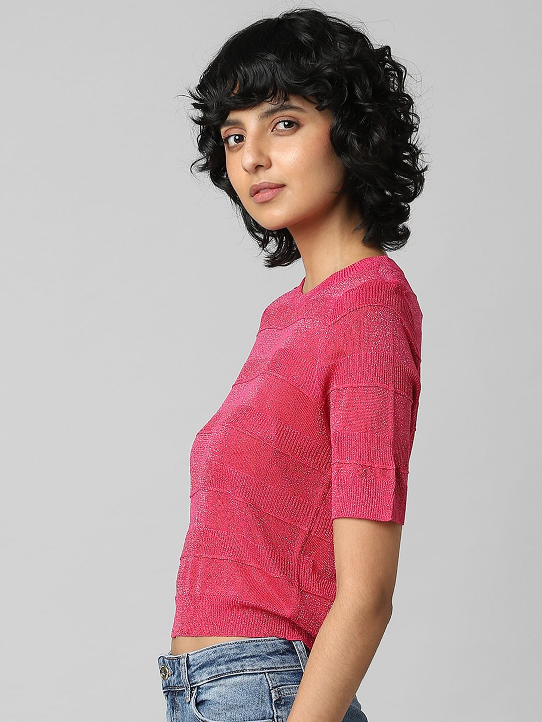 Pink Shimmer Knit Top