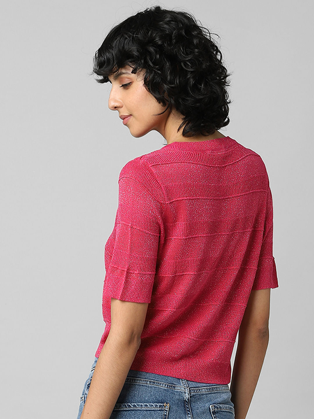 Pink Shimmer Knit Top