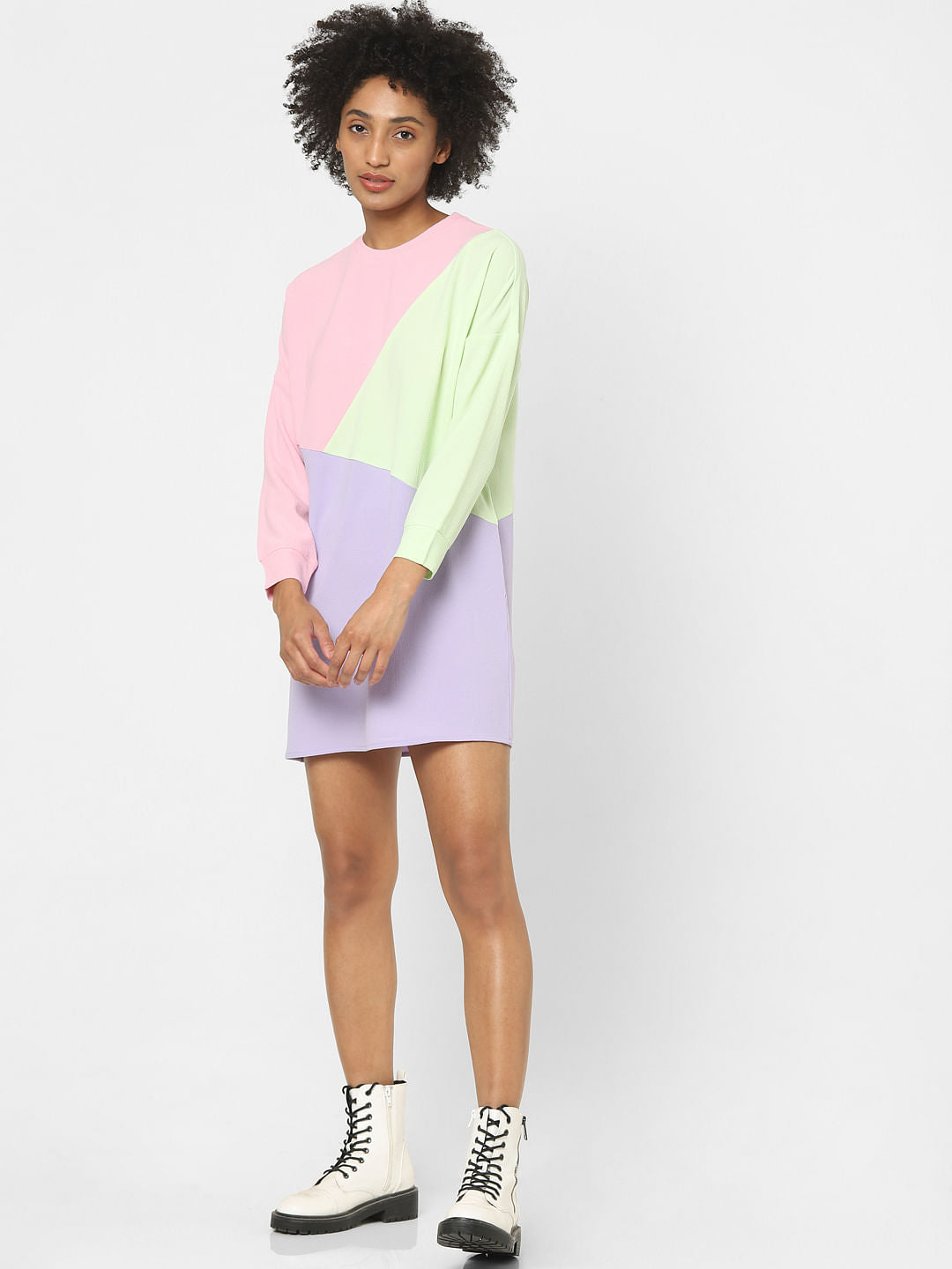 Purple Colourblocked T-Shirt Dress
