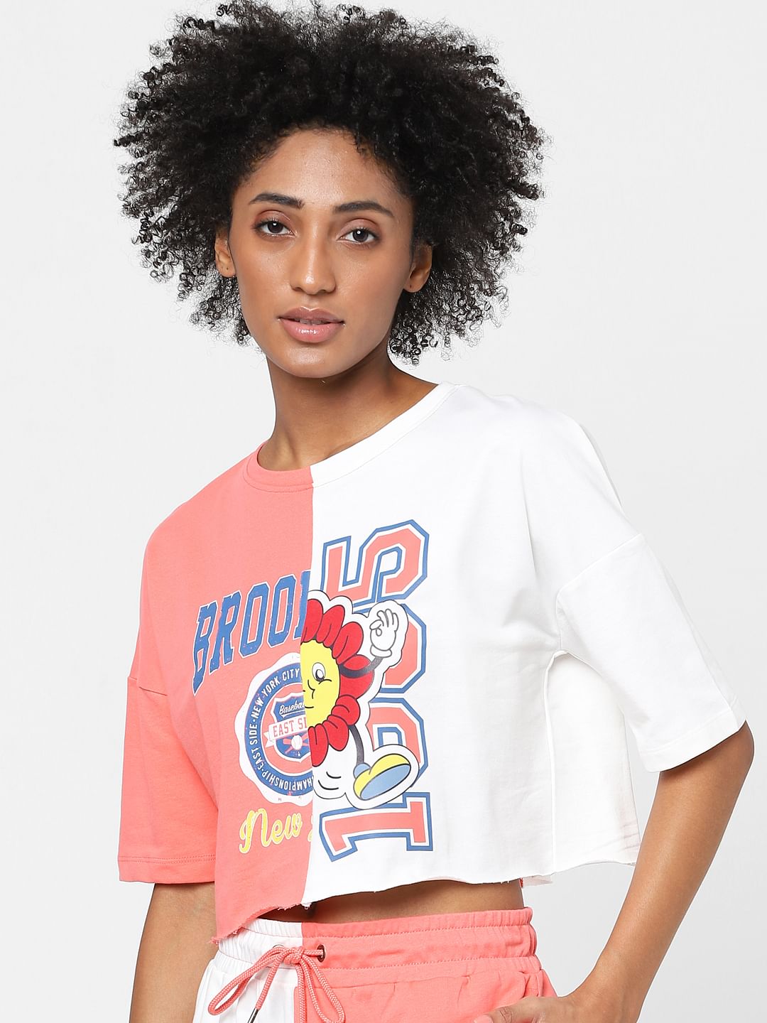 Coral Colourblocked T-Shirt