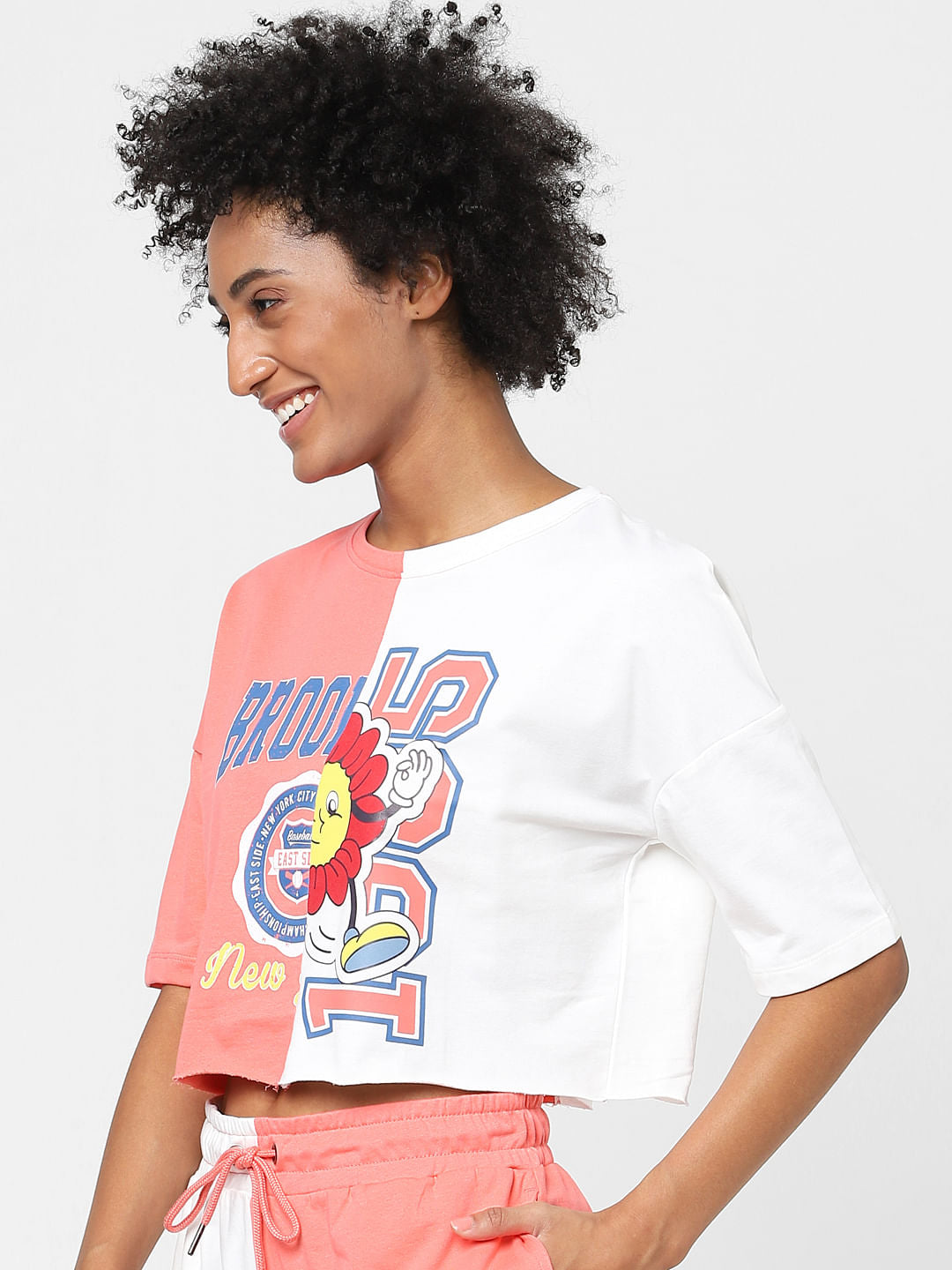 Coral Colourblocked T-Shirt