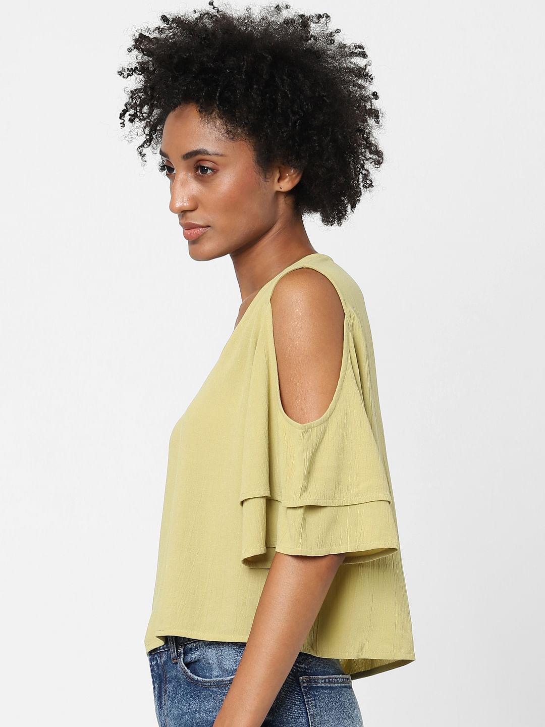 Green Cold Shoulder Top