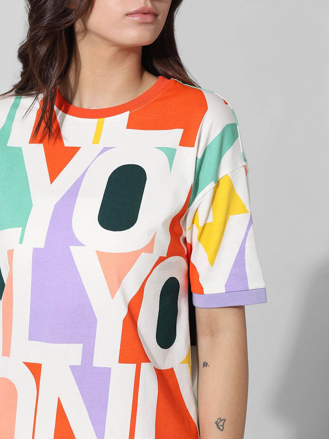 Multi-Colour Printed Oversized T-Shirt