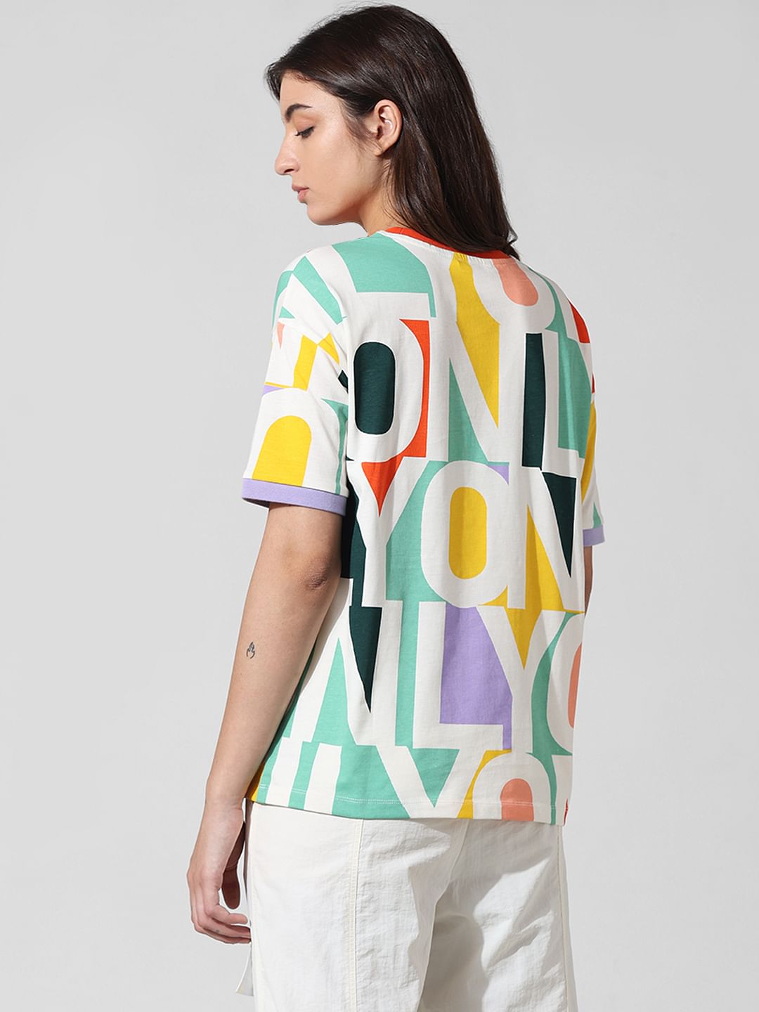 Multi-Colour Printed Oversized T-Shirt