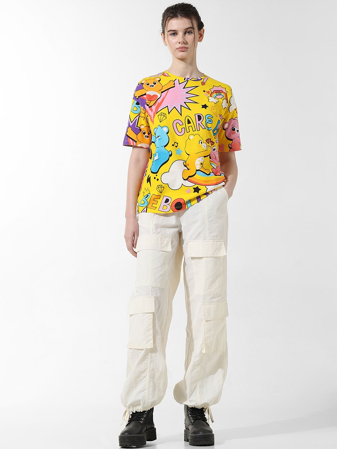 Yellow Printed Oversized T-Shirt