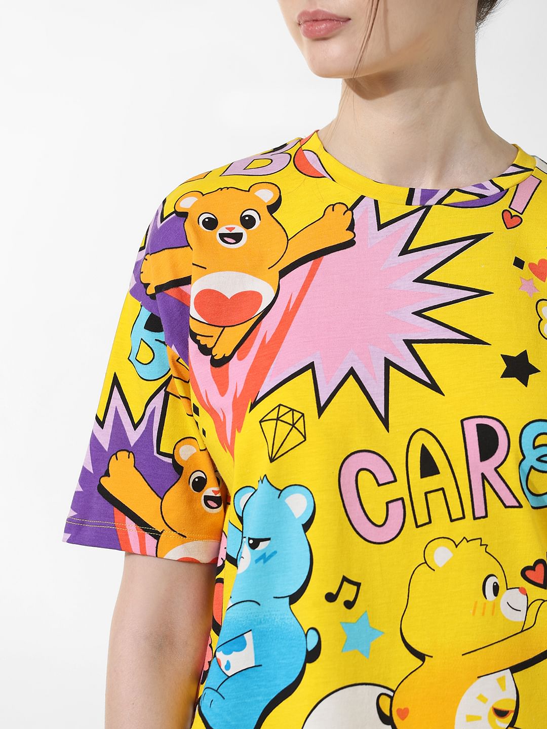 Yellow Printed Oversized T-Shirt