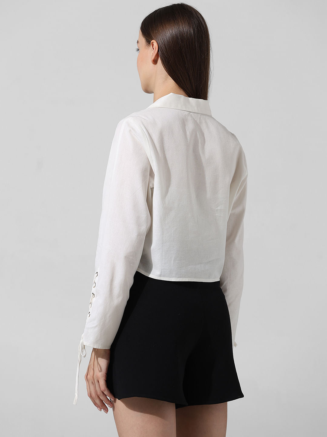 White Tie Detail Cotton Shirt