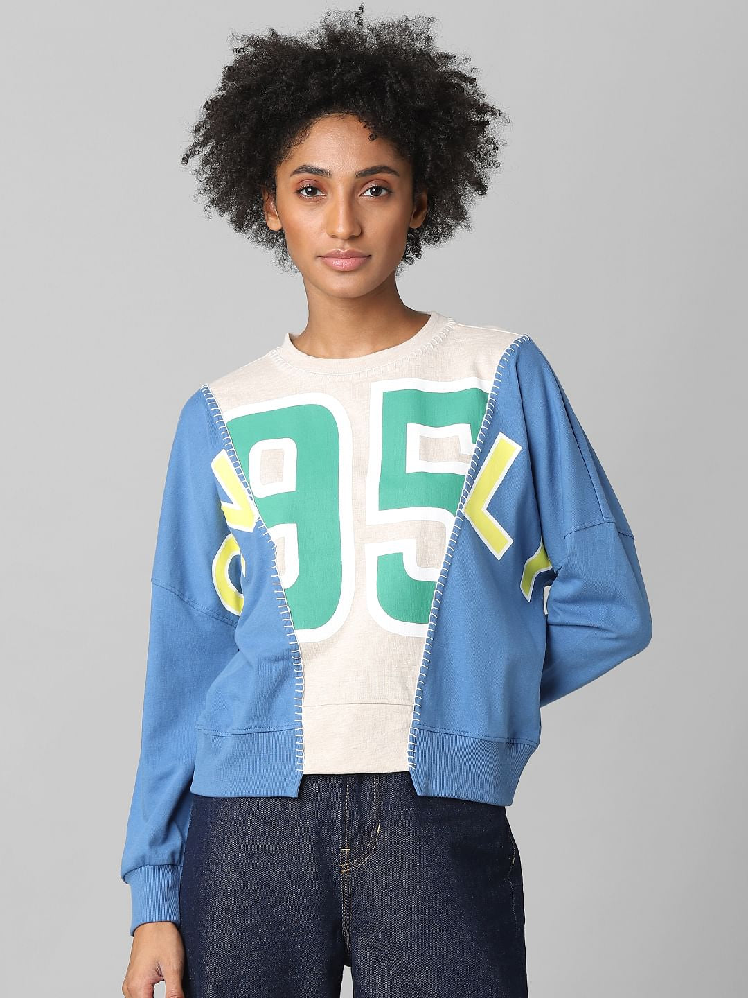 Blue Colourblocked Sweatshirt
