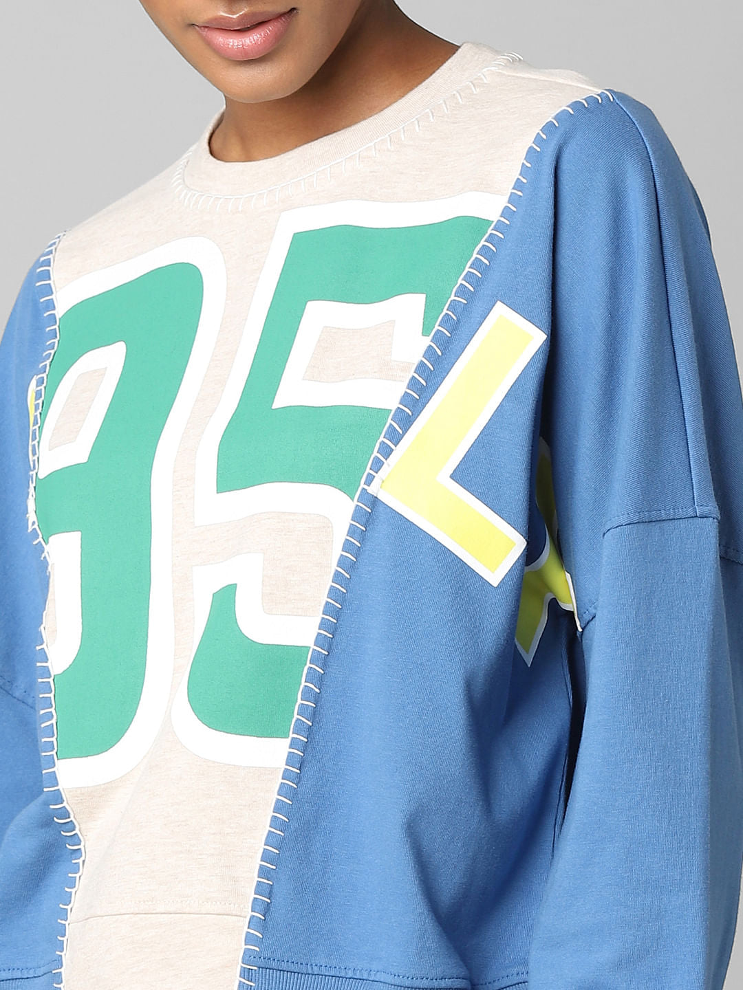 Blue Colourblocked Sweatshirt