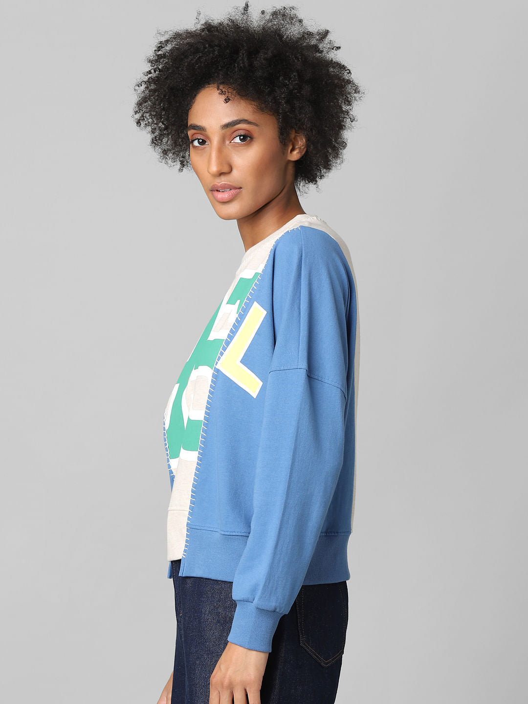 Blue Colourblocked Sweatshirt