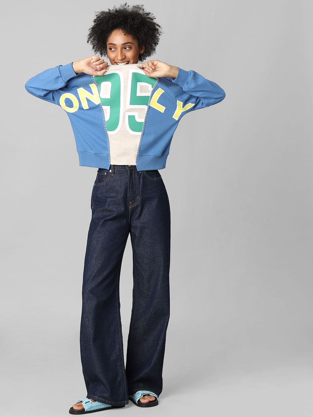 Blue Colourblocked Sweatshirt