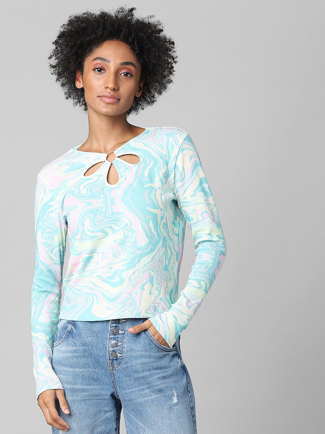 Blue Cut-Out T-Shirt