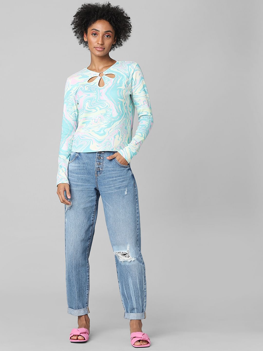 Blue Cut-Out T-Shirt