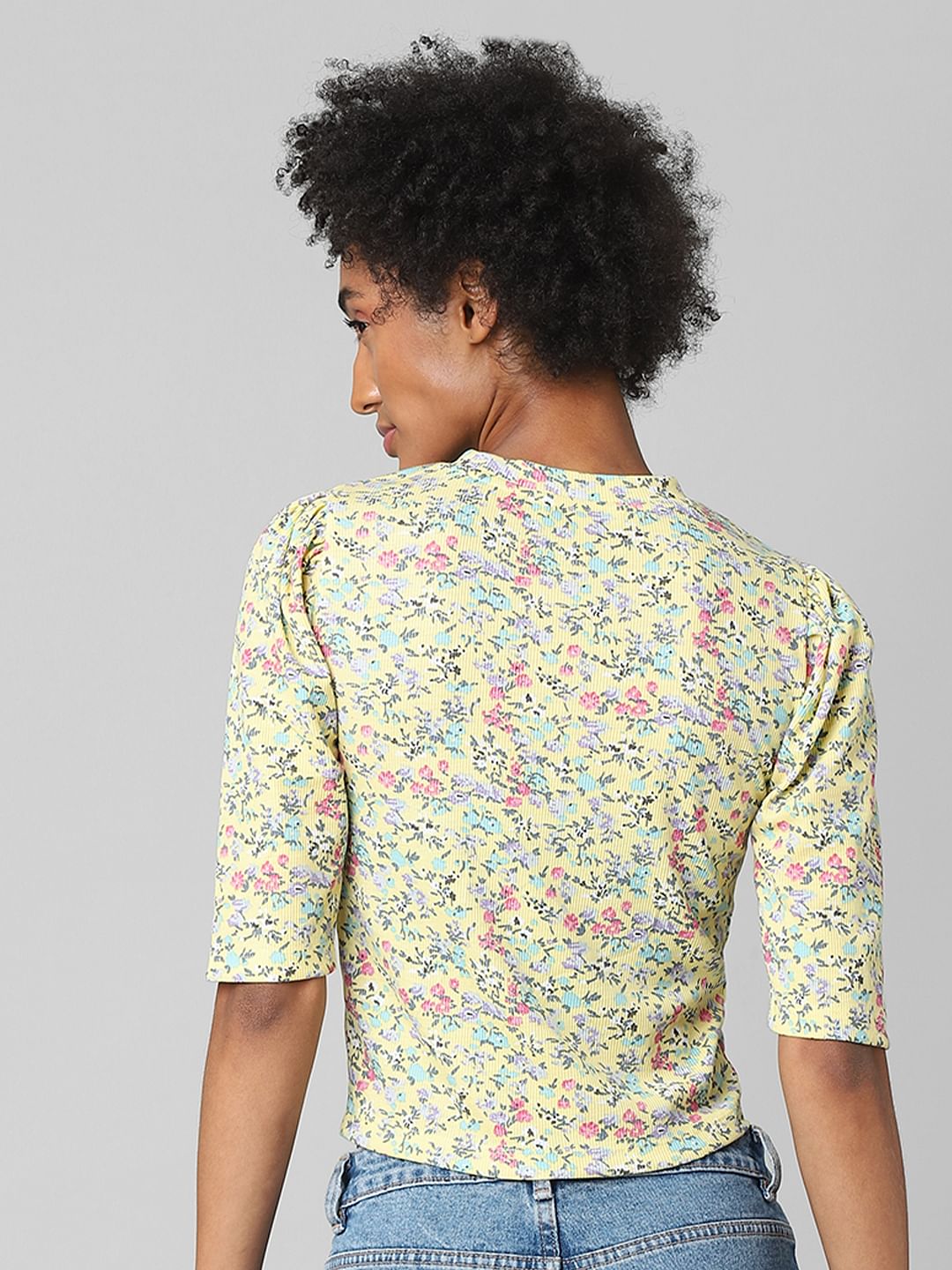Yellow Floral Print Top