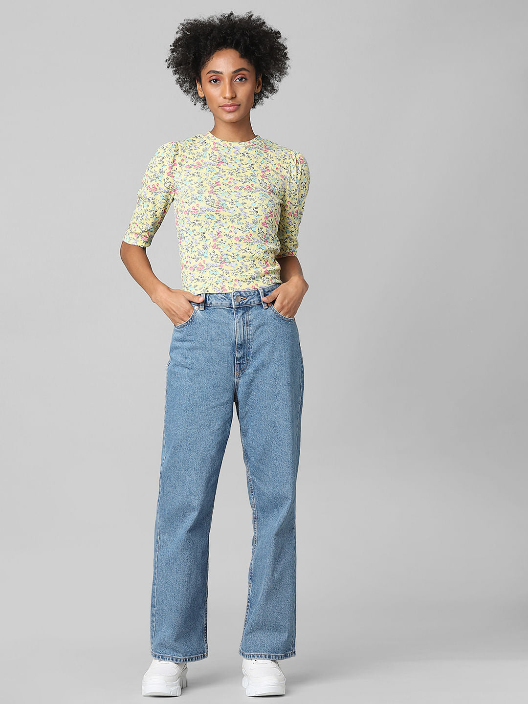 Yellow Floral Print Top