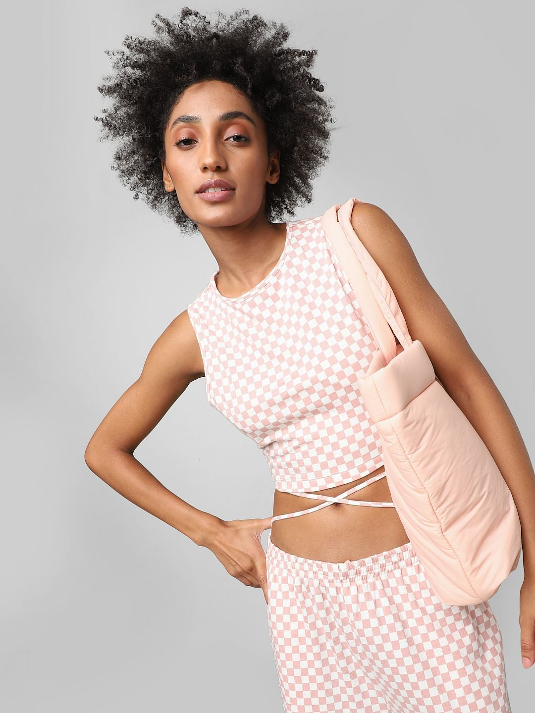 Pink Check Crop Co-Ord Top