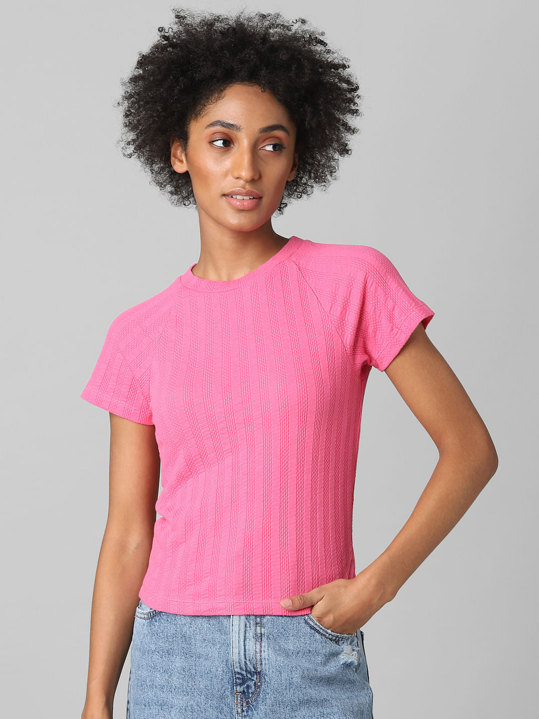 Pink Textured T-Shirt