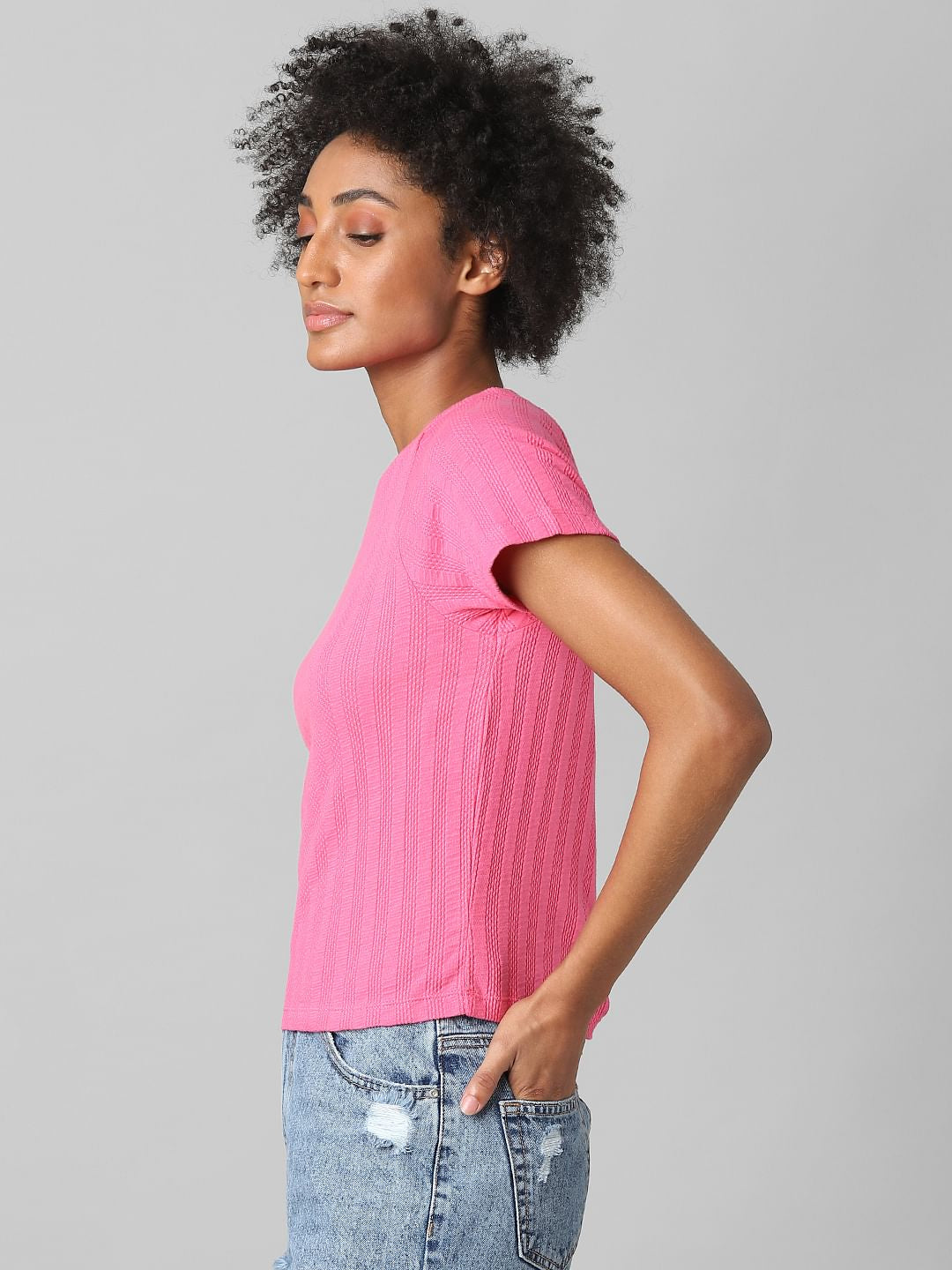 Pink Textured T-Shirt