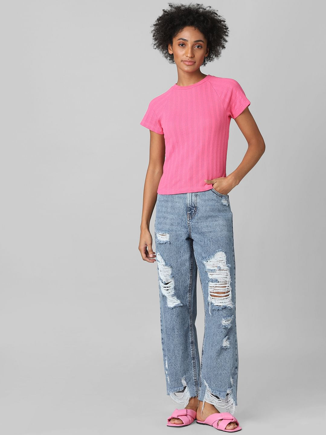 Pink Textured T-Shirt