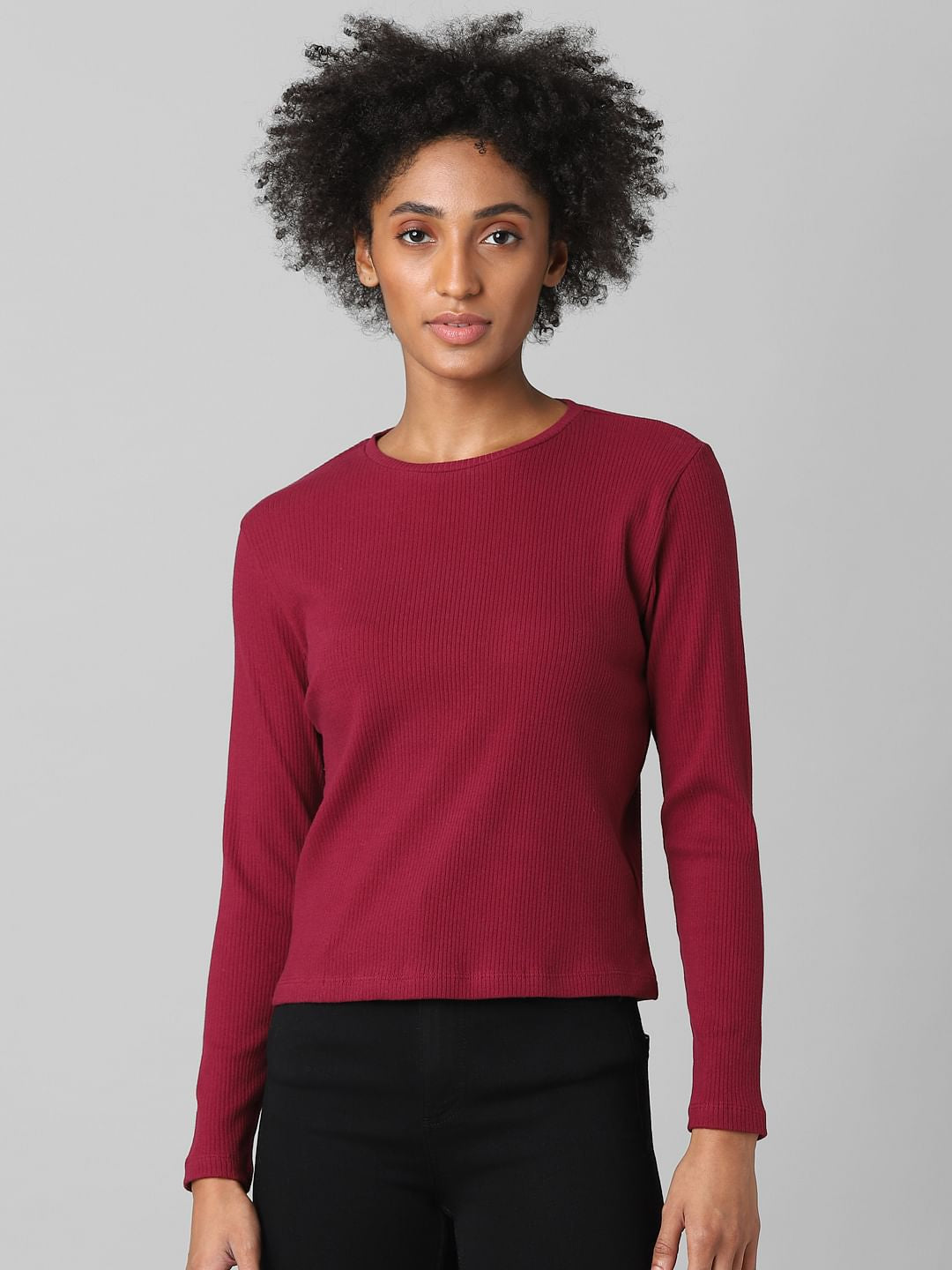 Plum Ribbed T-Shirt