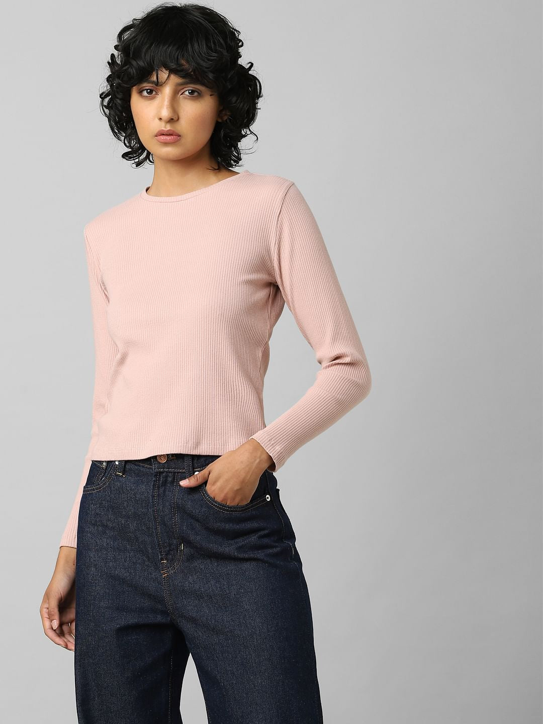Pink Ribbed T-Shirt