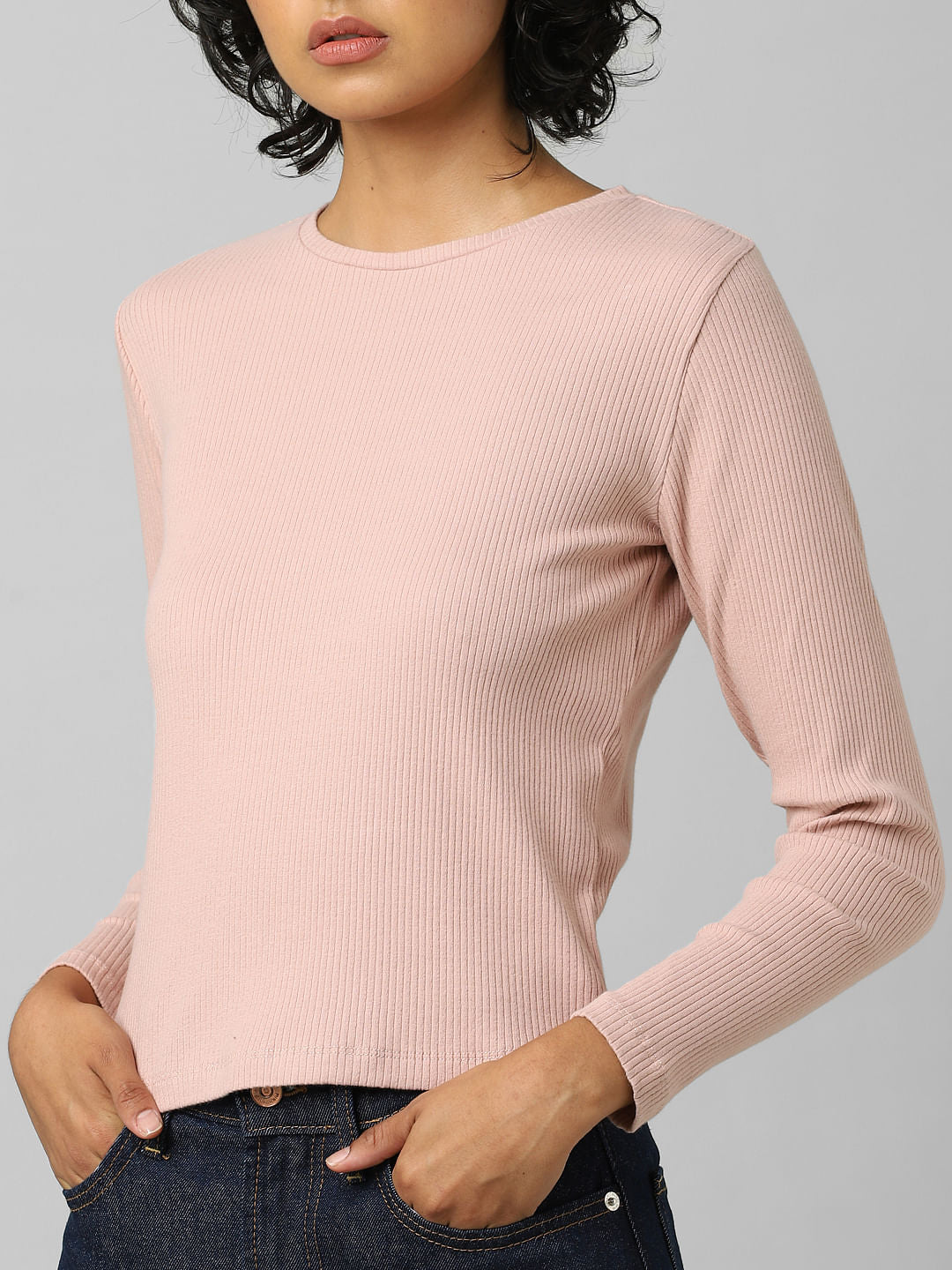 Pink Ribbed T-Shirt