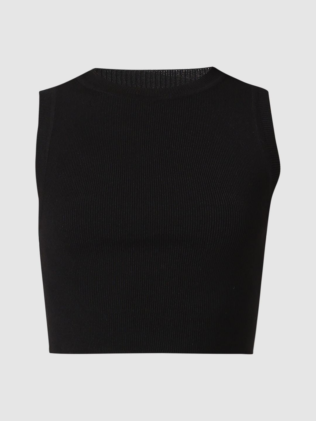 Black Ribbed Vest Top