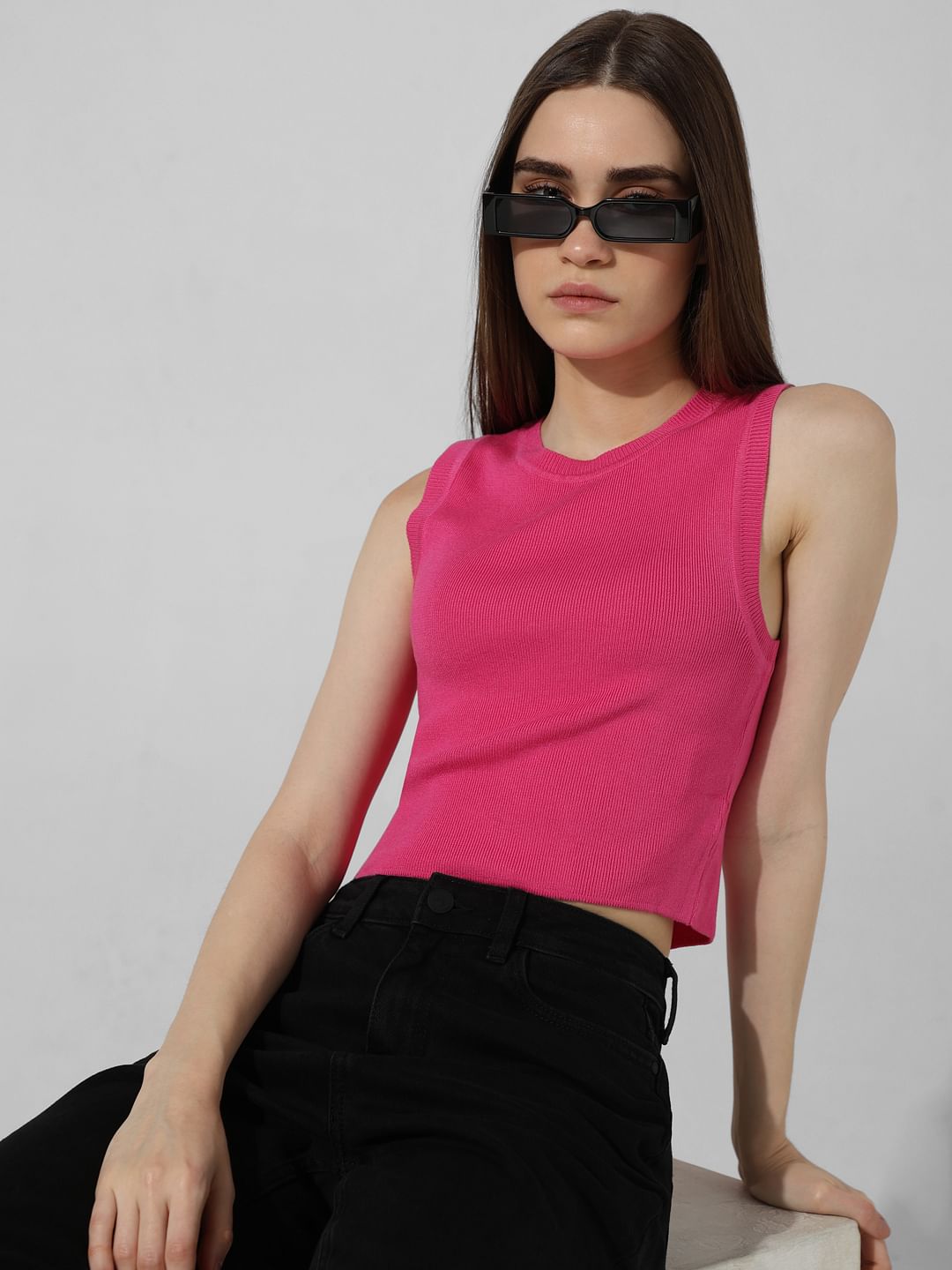 Pink Ribbed Knit Top