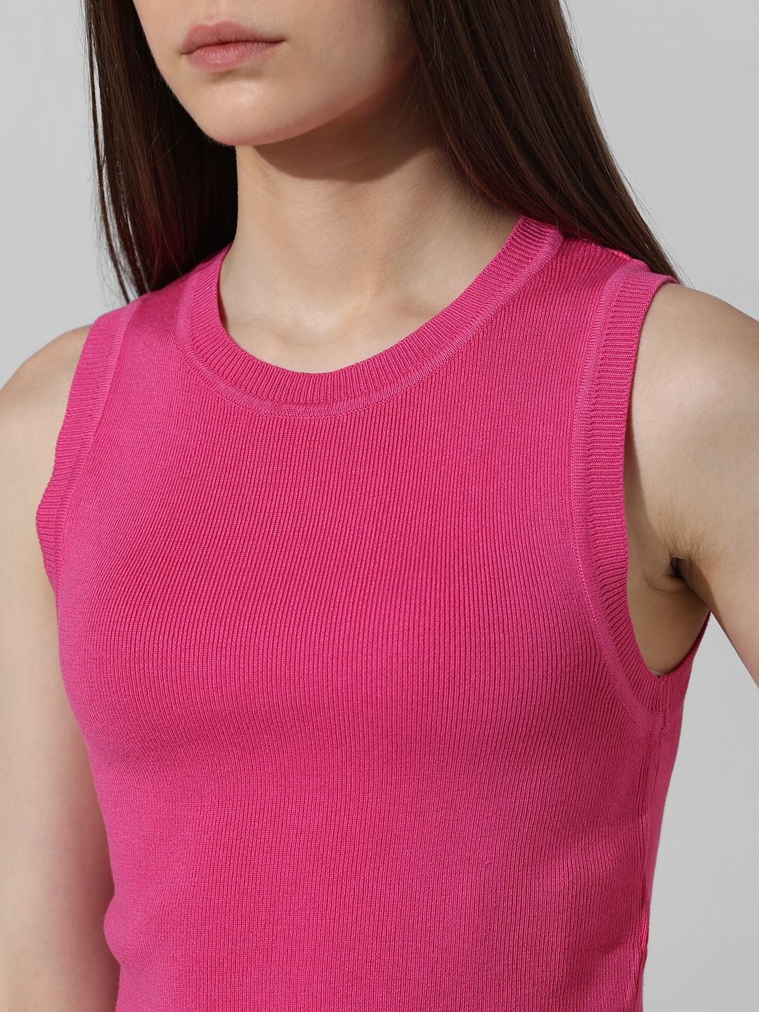 Pink Ribbed Knit Top
