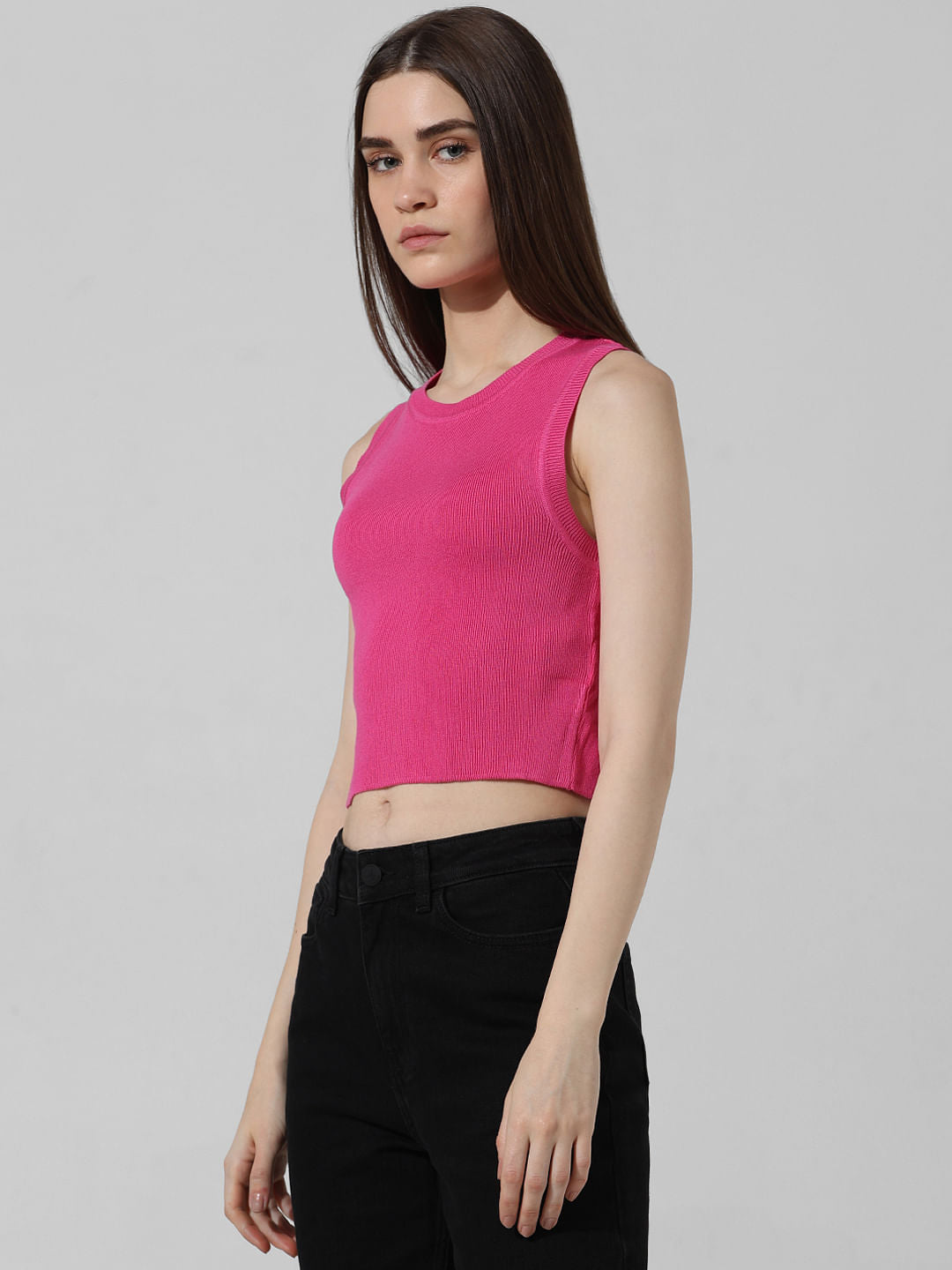 Pink Ribbed Knit Top