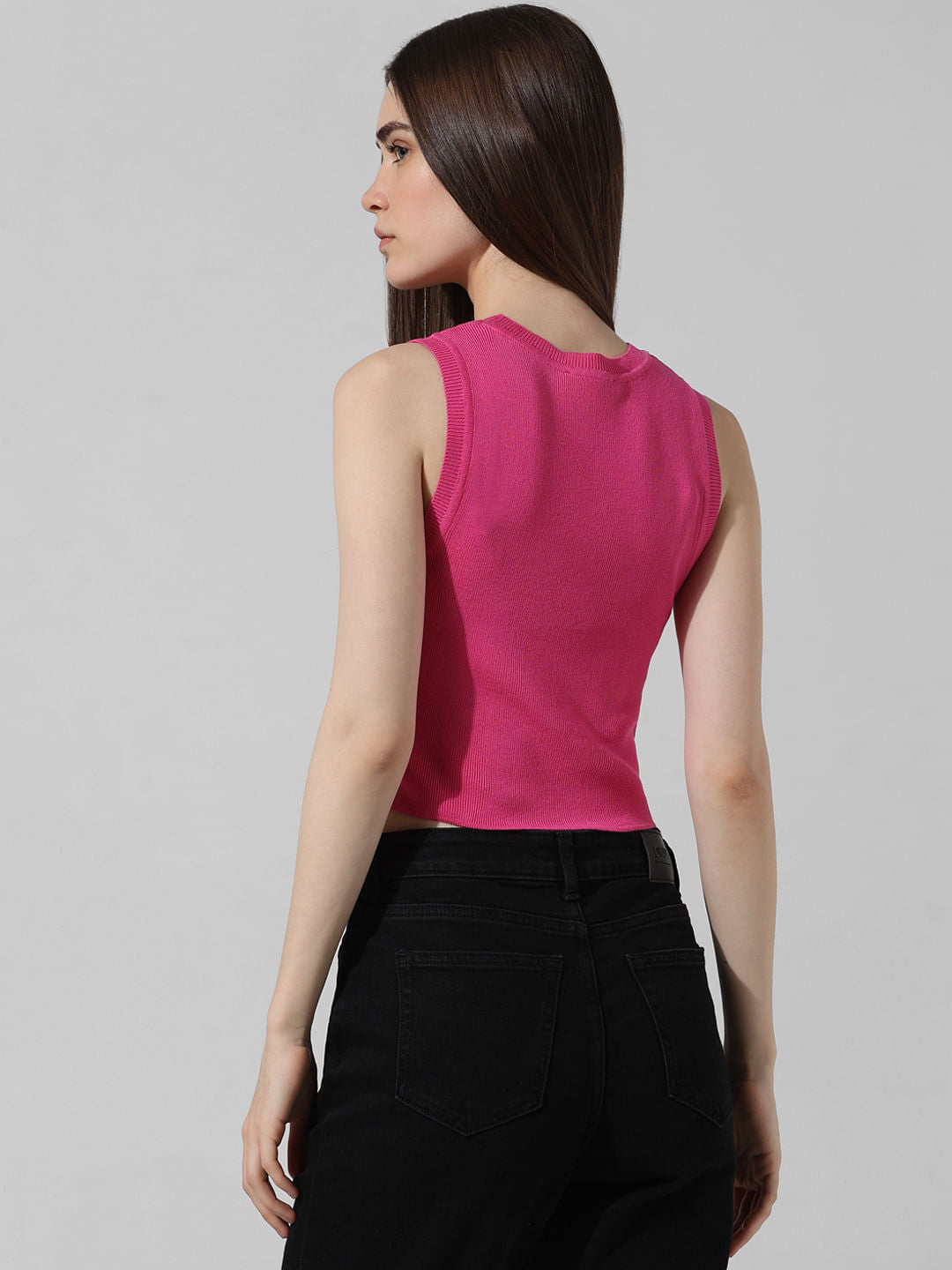 Pink Ribbed Knit Top