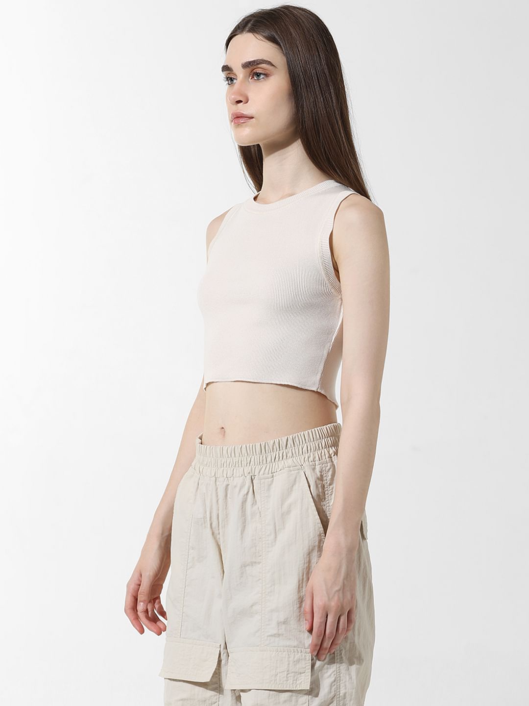 Off-White Ribbed Vest Top