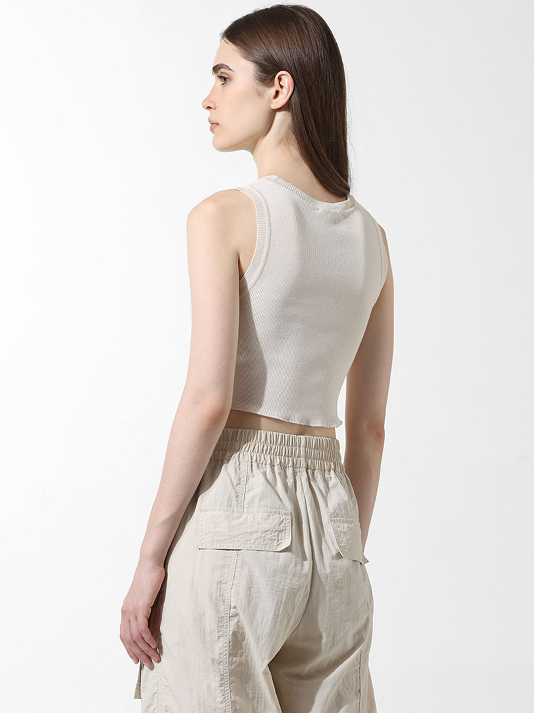 Off-White Ribbed Vest Top