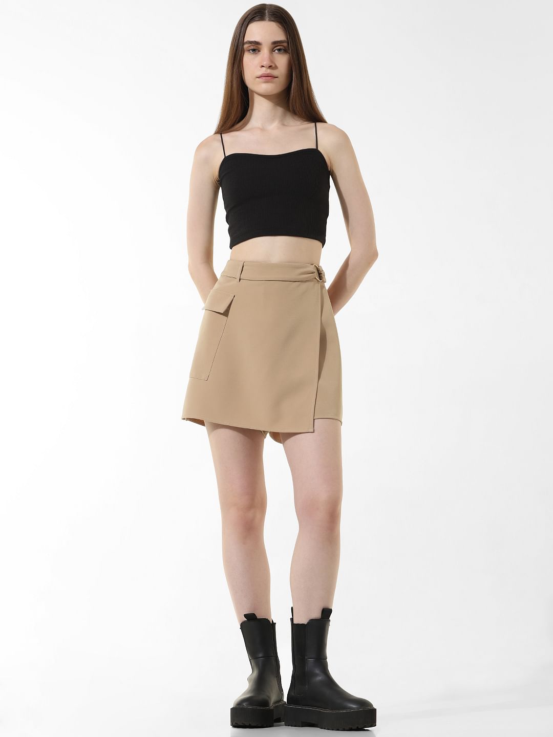 Black Ribbed Bandeau Top