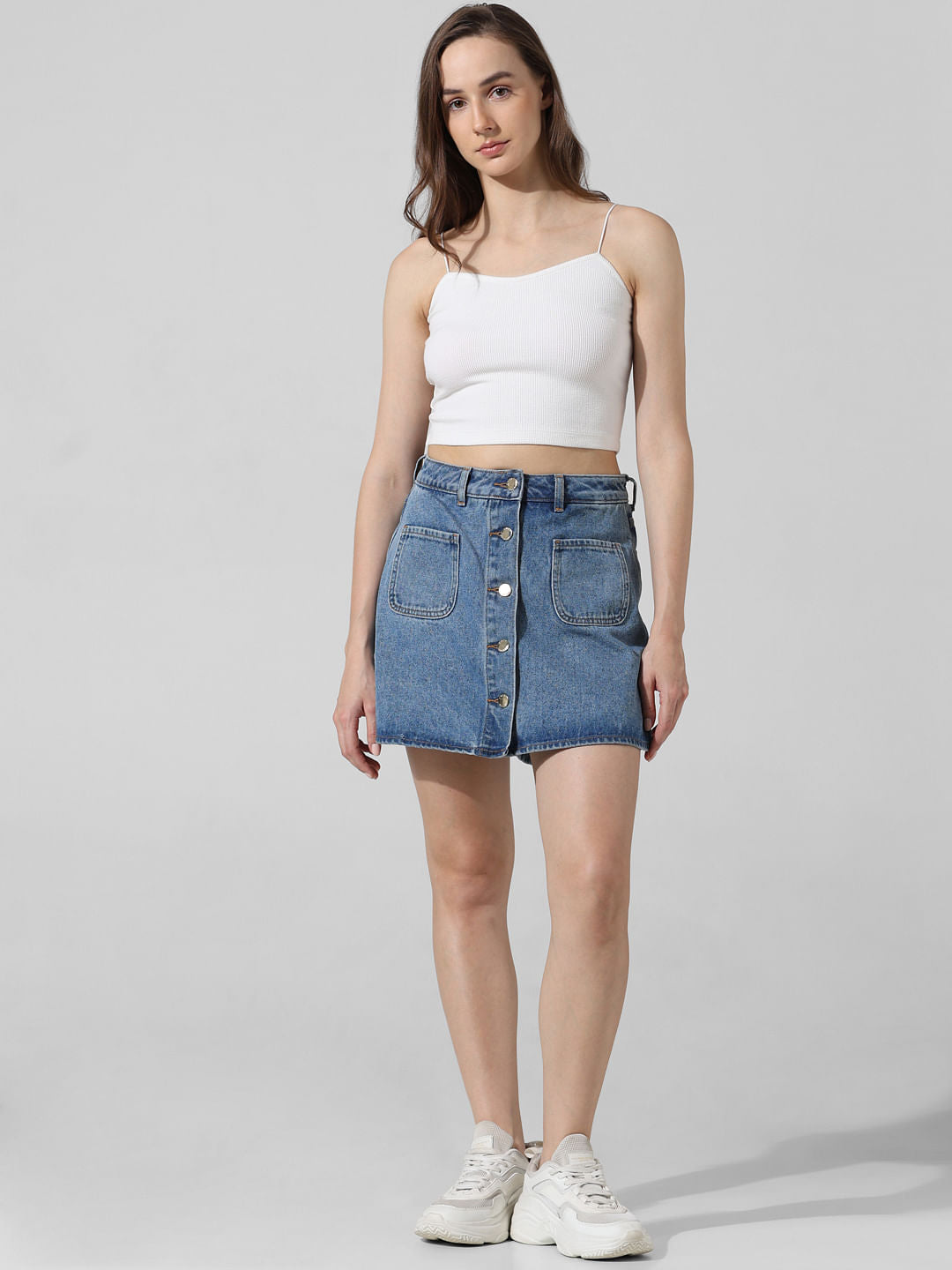 White Ribbed Bandeau Top