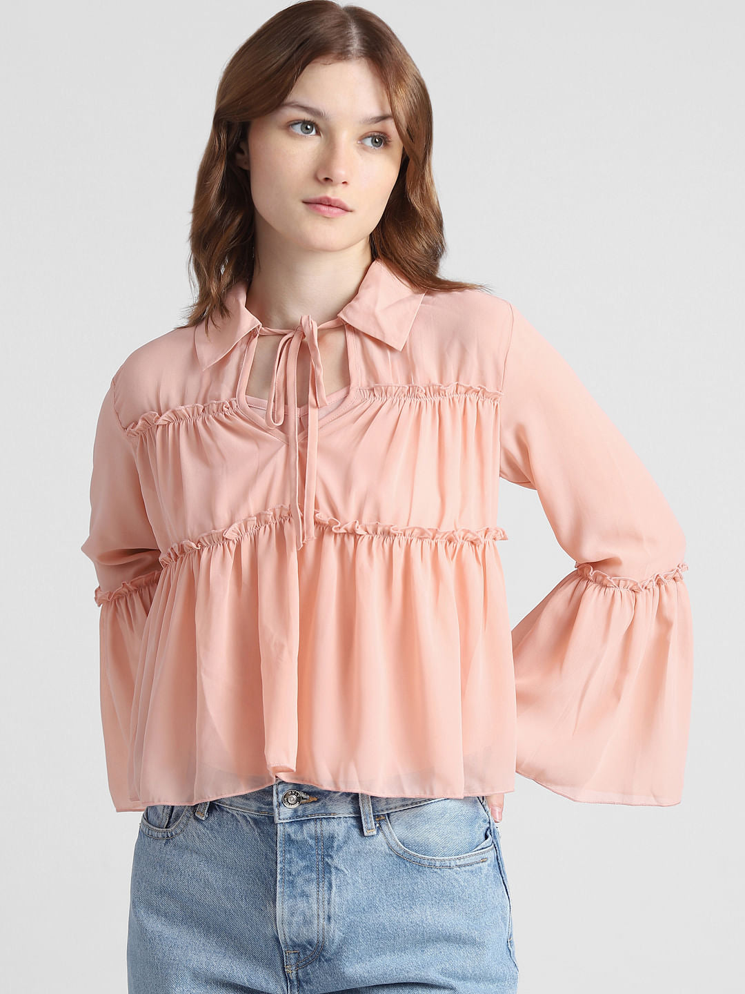 Coral Frill Peplum Top