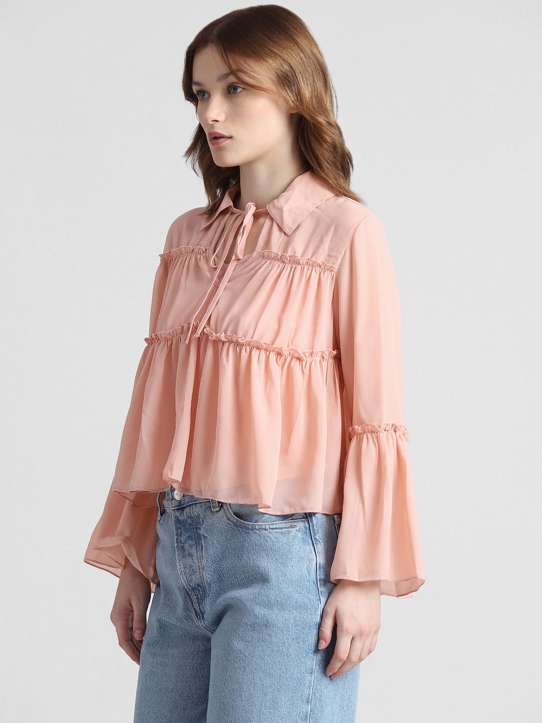 Coral Frill Peplum Top