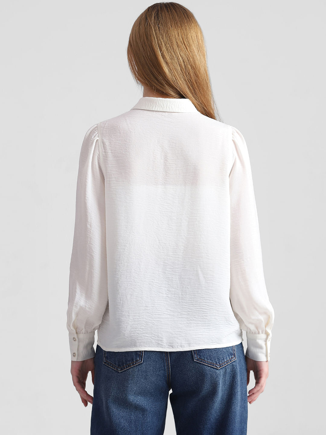 Beige Puff-Sleeves Shirt