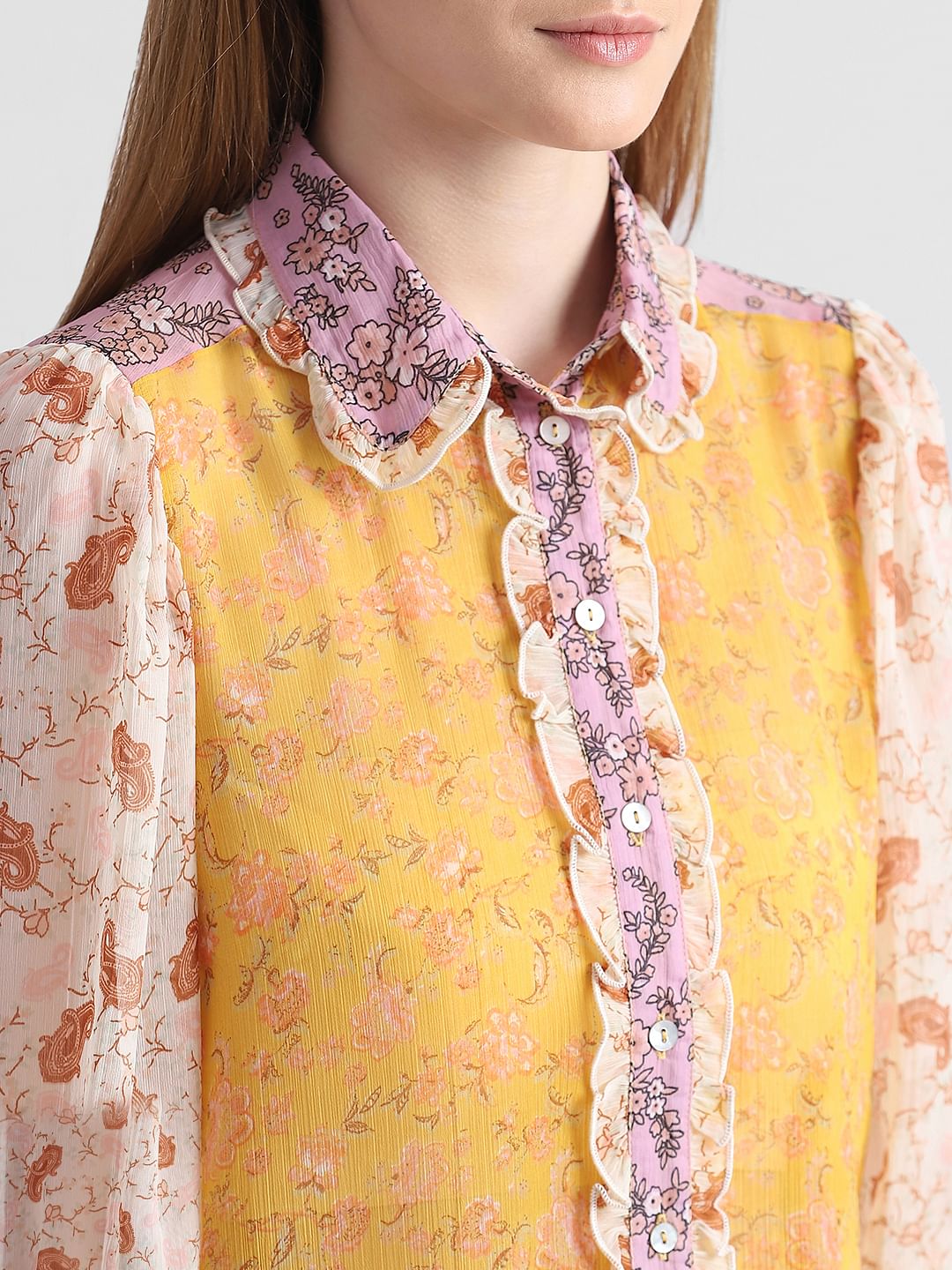 Pink Floral Chiffon Shirt