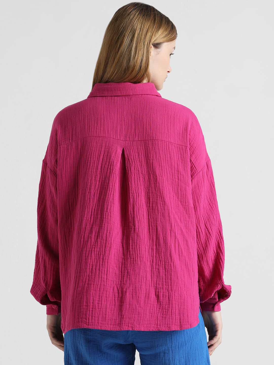 Pink Crinkled Oversized Shirt