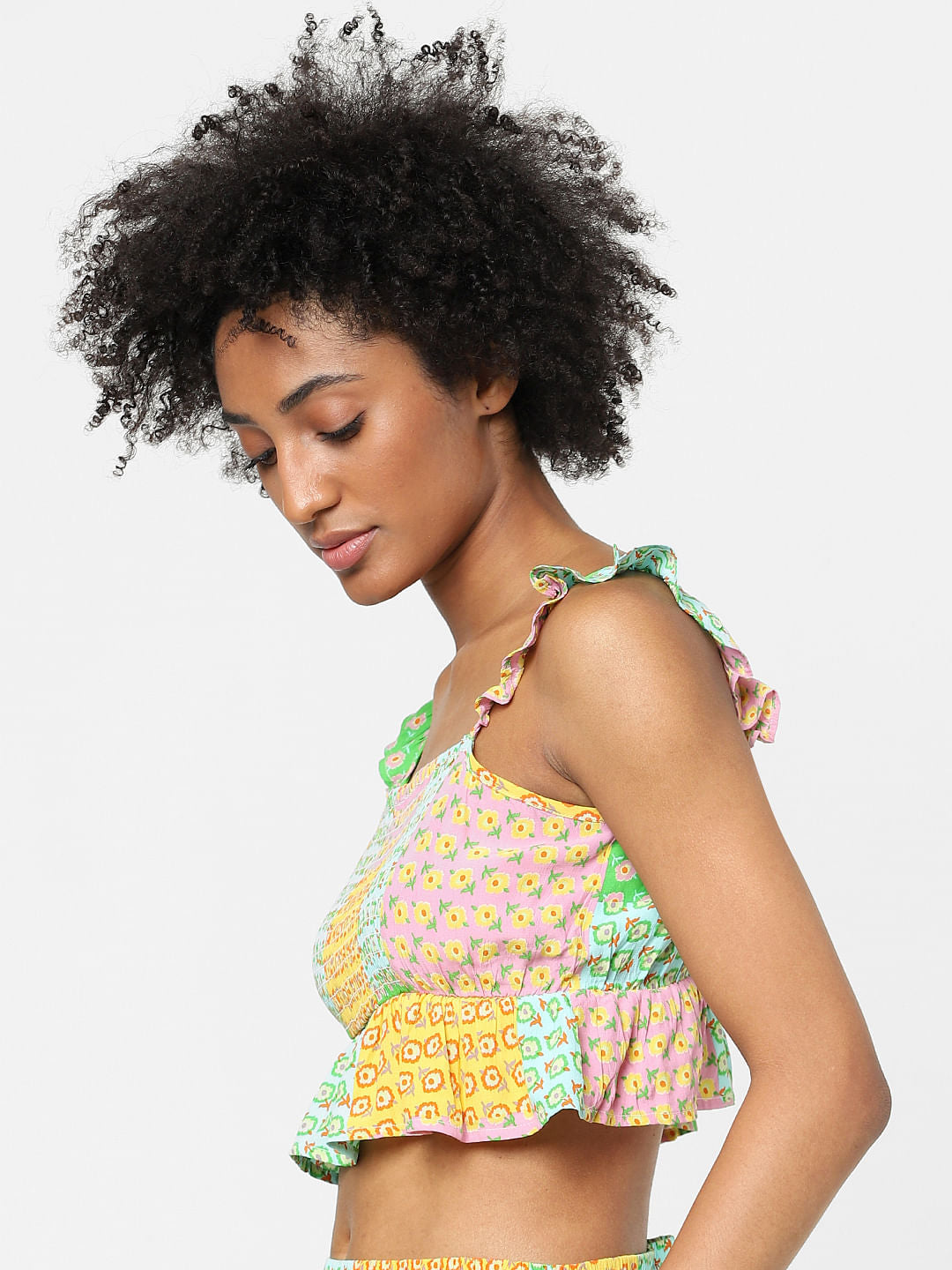 Yellow Multi-Coloured Floral Co-Ord Top