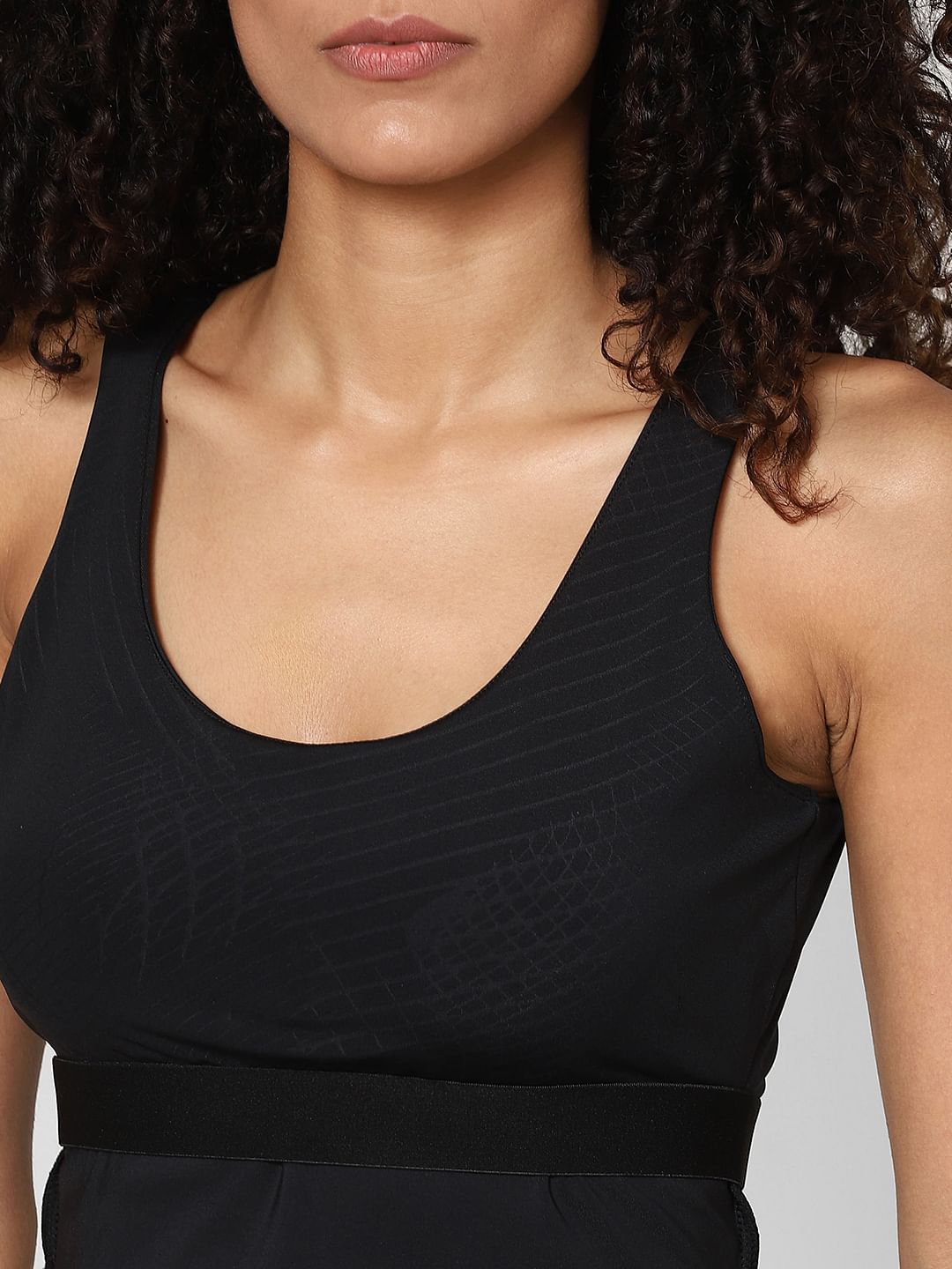 Black Self-Print Sports Bra