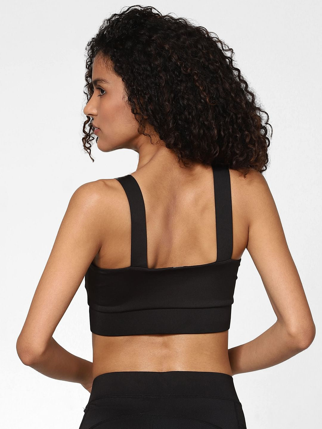 Black Logo Print Sports Bra