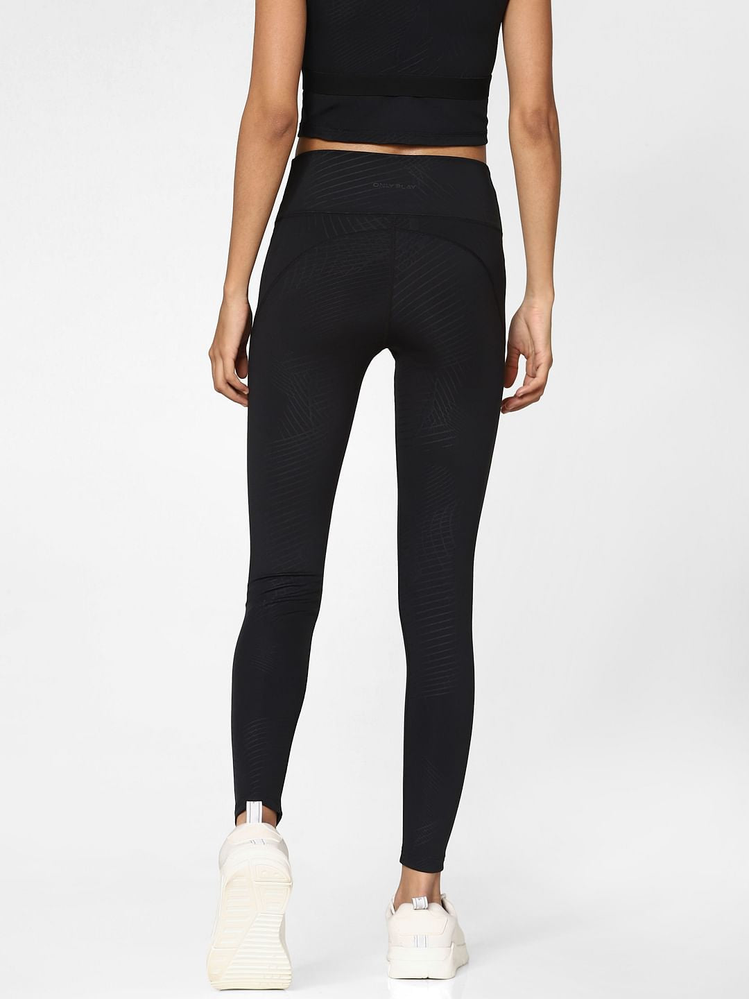 Black High Rise Printed Training Tights