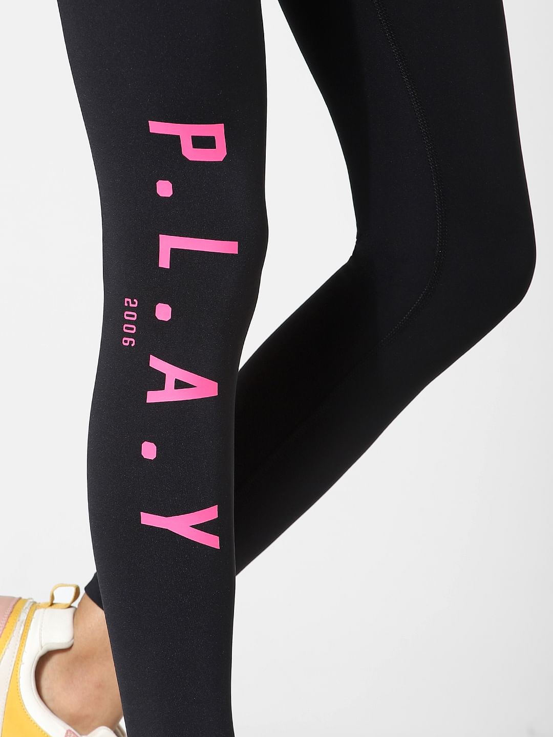 Black High Rise Logo Print Training Tights