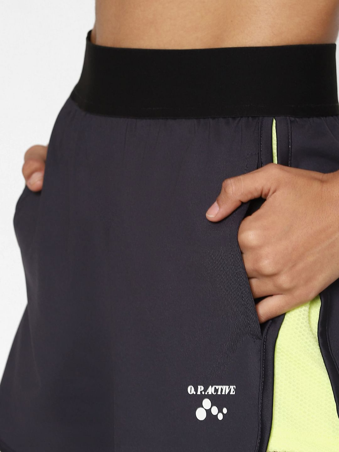 Black Mid Rise Loose Fit Running Shorts